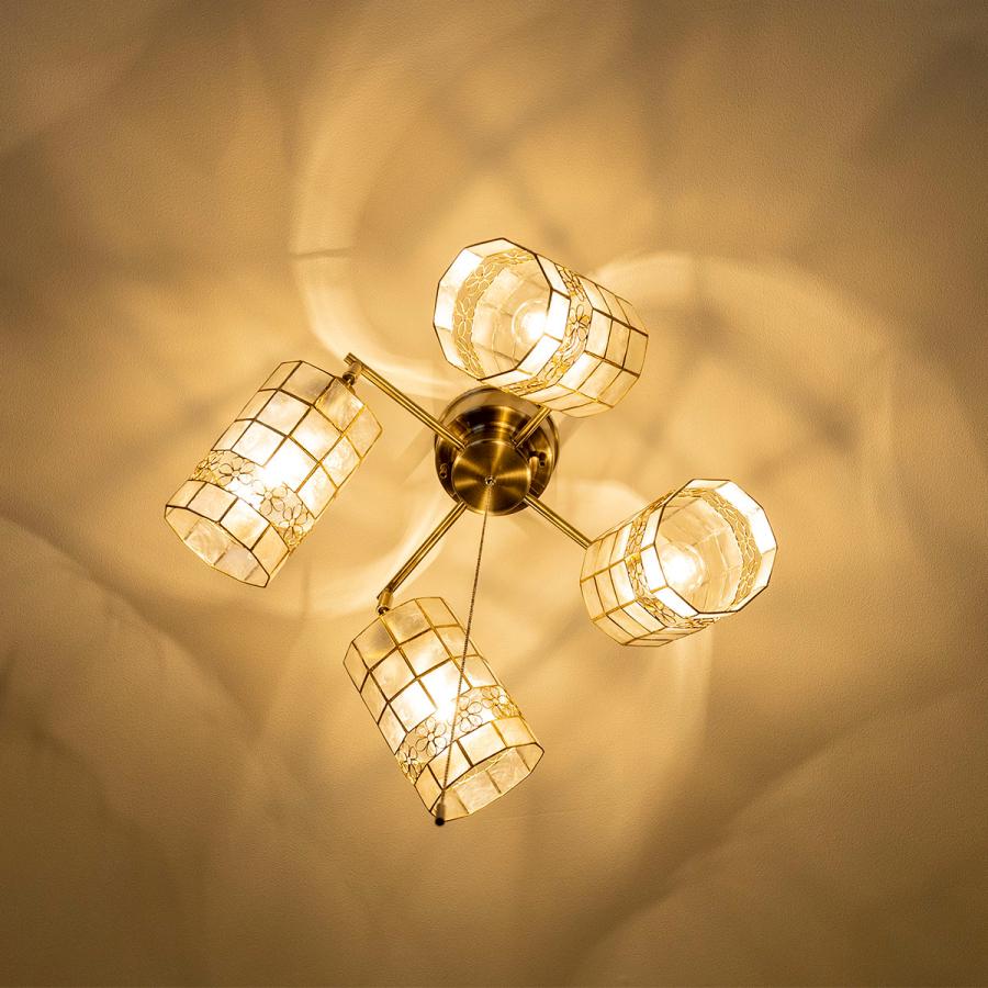 貝殻 天井照明 6畳 クロス スポットライト シーリングライト