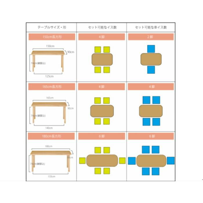 送料無料 介護施設・高齢者向け 4本脚テーブル サイズ：幅180×奥行82×高さ73 TT2-K18082 固定脚 継脚付 カラーは２色 車いす対応 ダイニング 天然木 |  | 13