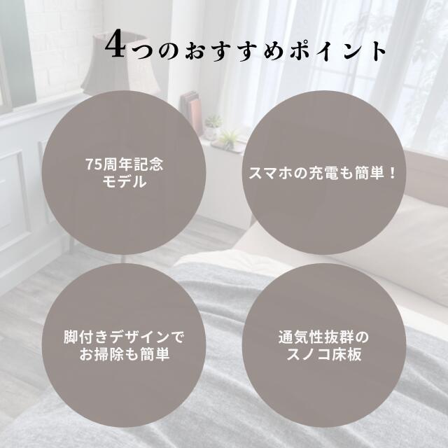 ＼残りわずか／ フランスベッド ベッド フレームのみ HJ-002C LG シングル ベッド シングルサイズ キャビネット コンセント すのこ 脚 レッグ 木製 組立設置無料_3