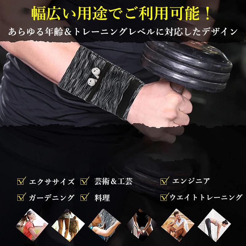 ポケット付き リストバンド 左右兼用 吸水 吸汗 手首バンド 鍵 封中