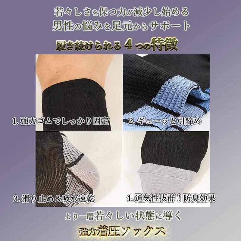 3枚セット／ スポーツ向き メンズ 着圧 ハイソックス ひざ下 ソックス