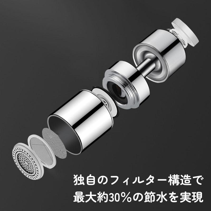 水道 蛇口 シャワーヘッド アダプター付き キッチン 360度 内径22mm