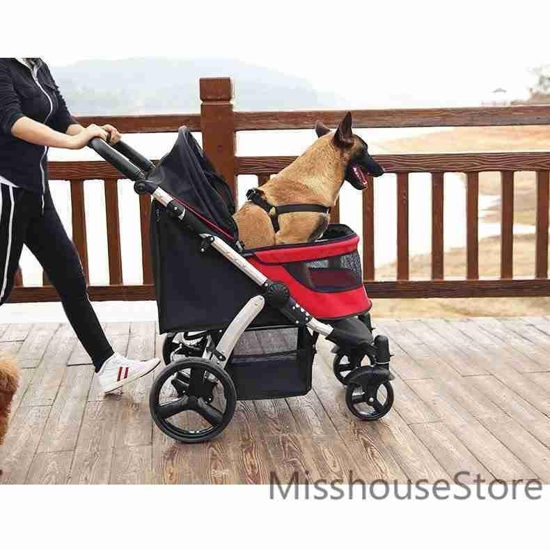 ペット用カート折り畳みベビーカー乳母車キャリーバッグ小型犬中型犬大型犬猫大型商品35kgまでレッドグレーブラック 