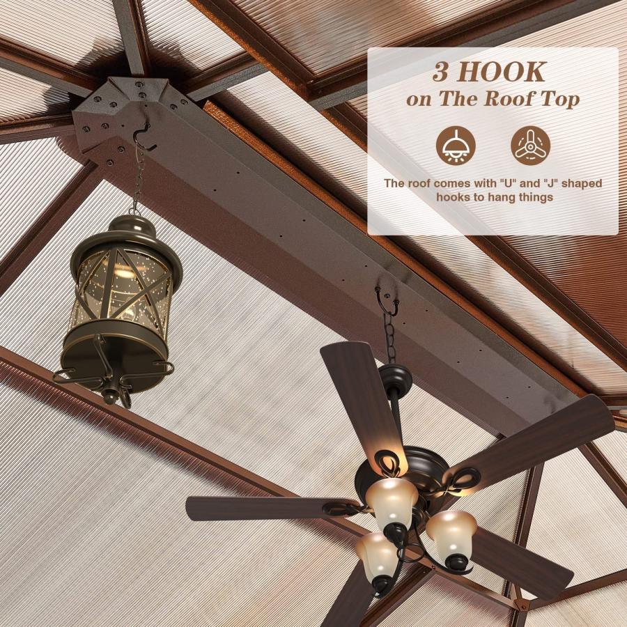 ★レア物 新品未開封 アウトドア ハードトップ ポリカーボネートガゼボ キャノピー カーテン アルミフレーム ネット付き 庭 パティオ用 10フィート×13フィート 【KU2476644830】(87699円)