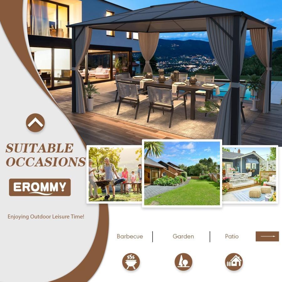 ★レア物 新品未開封 アウトドア ハードトップ ポリカーボネートガゼボ キャノピー カーテン アルミフレーム ネット付き 庭 パティオ用 10フィート×13フィート 【KU2476644830】(87699円)