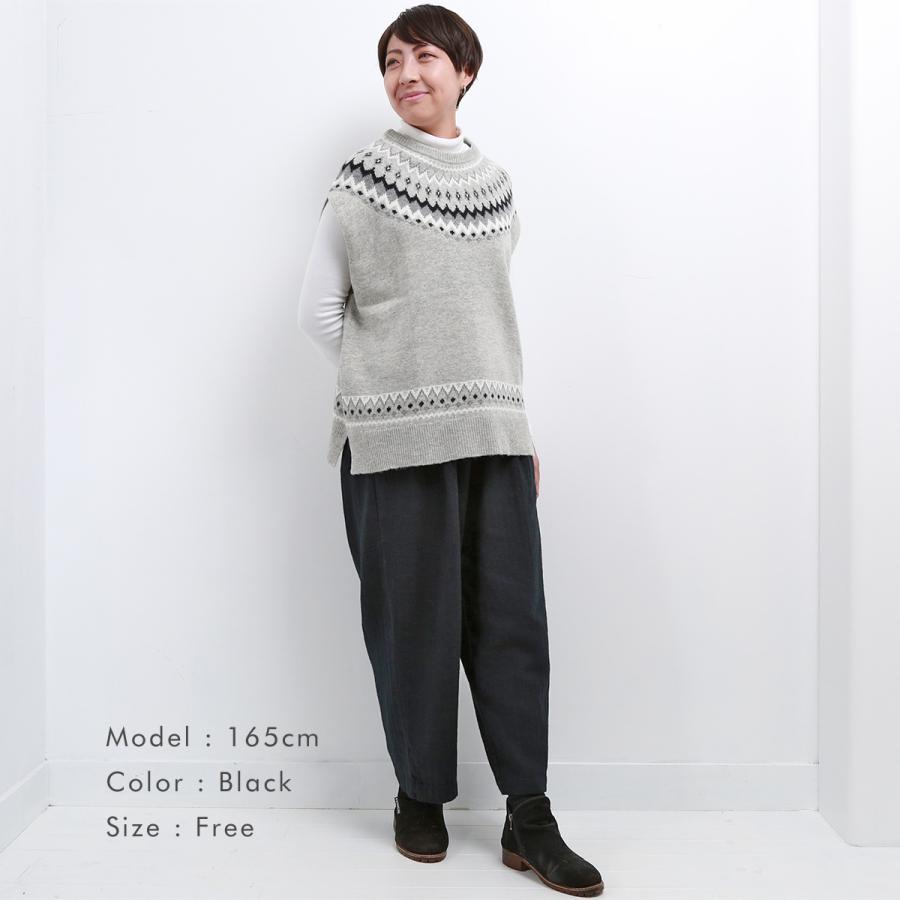 blue willow コットンリネン太番手ヘリンボーンタックワイドパンツ