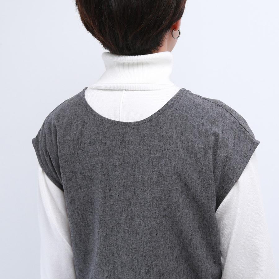 blue willow コットンリネン平織り無地起毛ボタン配色リボンワンピース