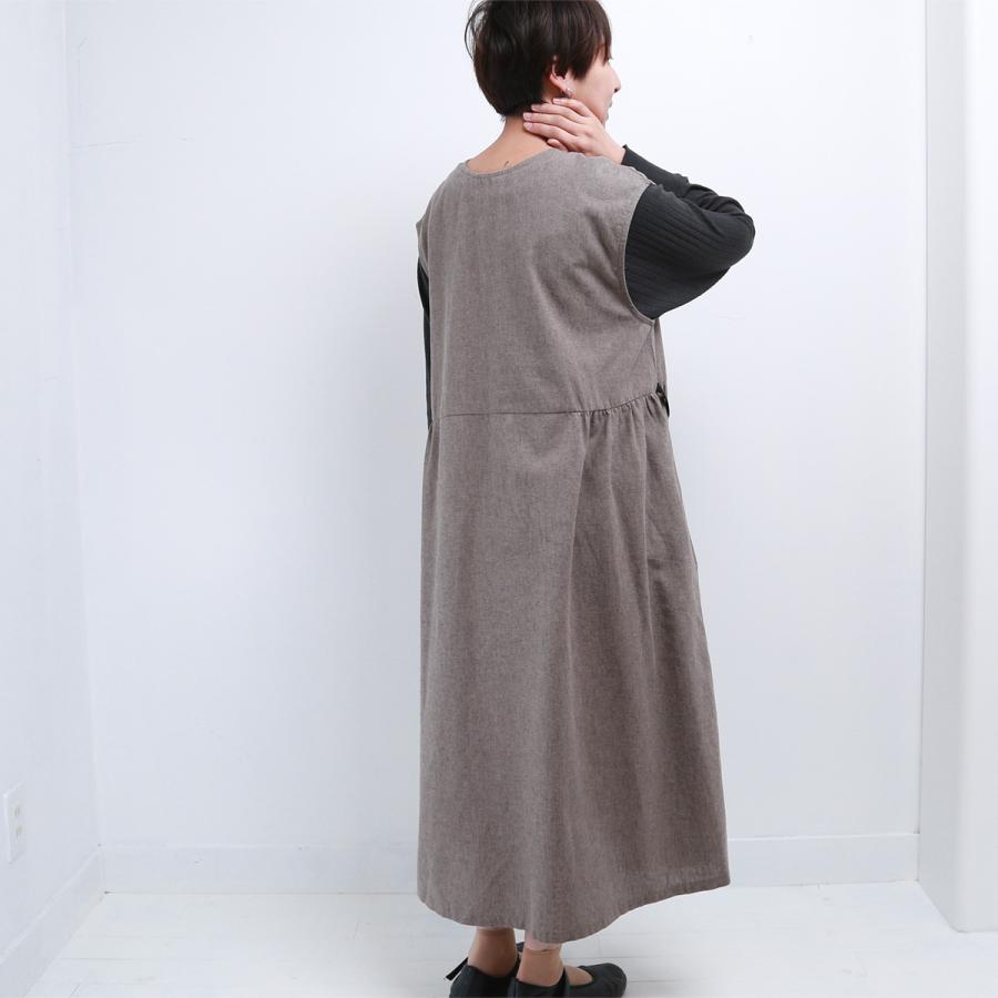 【極美品】blue willow　リネン100%ロングワンピース　リボン blue willow コットンリネン平織り無地起毛ボタン配色リボンワンピース