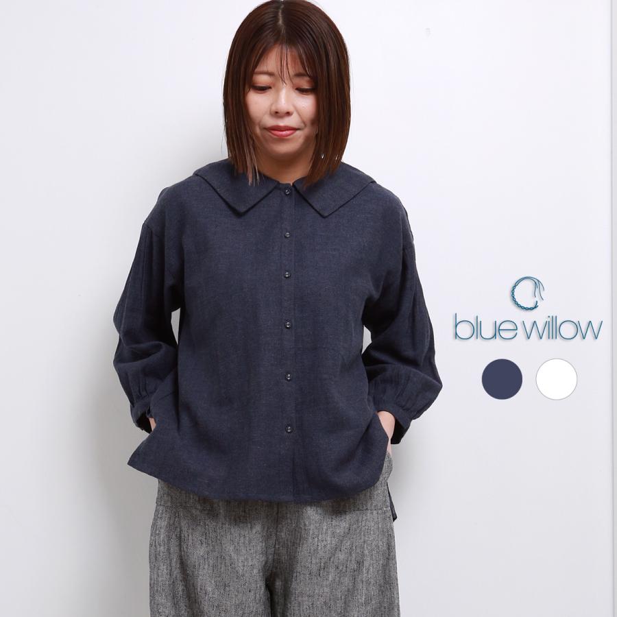 SALE 20%OFF】 blue willow コットンリネンセーラーカラーブラウス 