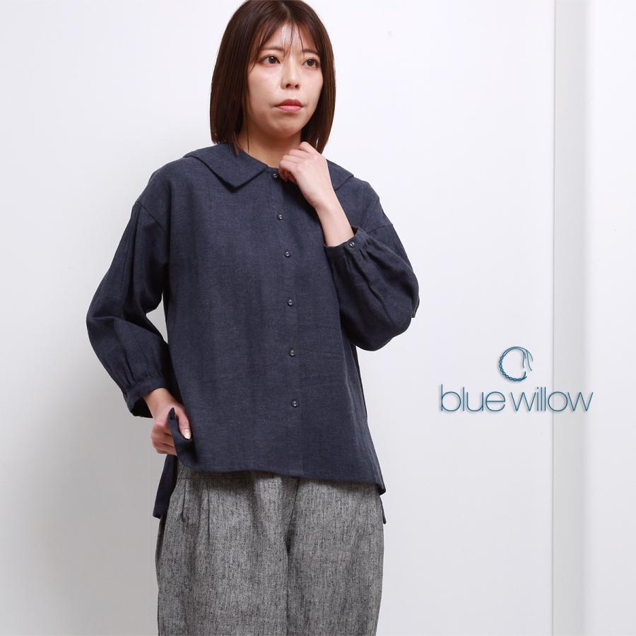 SALE 20%OFF】 blue willow コットンリネンセーラーカラーブラウス