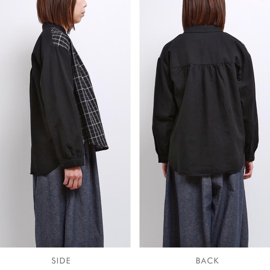 SALE 20%OFF】 blue willow コットンリネン パッチワーク ブラウス
