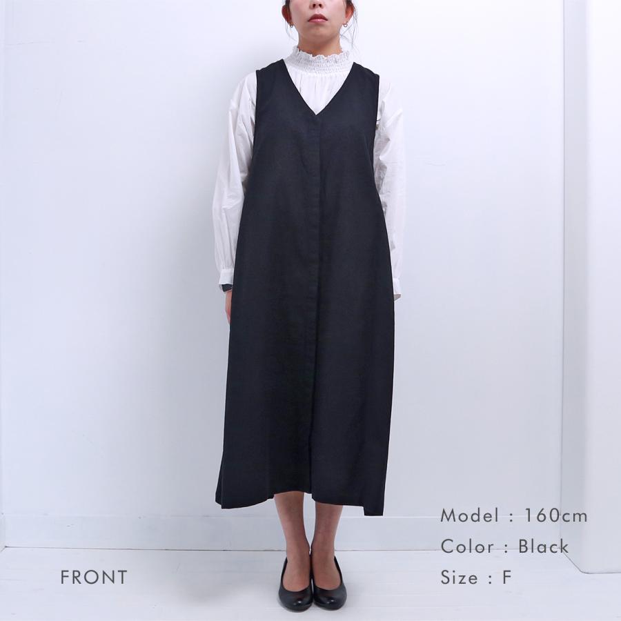 blue willow コットンリネン比翼開きジャンパースカート レディース