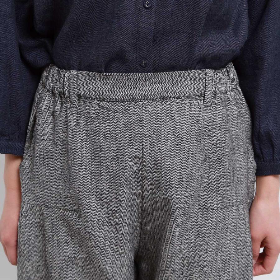 blue willow コットンリネンヘリンボンコクーンパンツ レディース