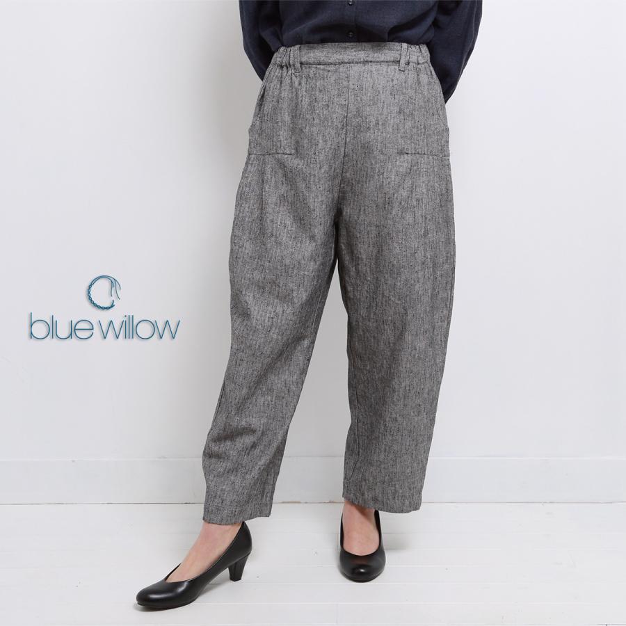 blue willow コットンリネンヘリンボンコクーンパンツ レディース