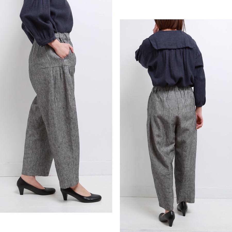 blue willow コットンリネンヘリンボンコクーンパンツ レディース