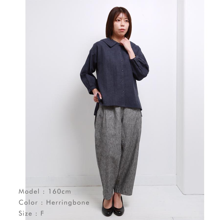 blue willow コットンリネンヘリンボンコクーンパンツ レディース