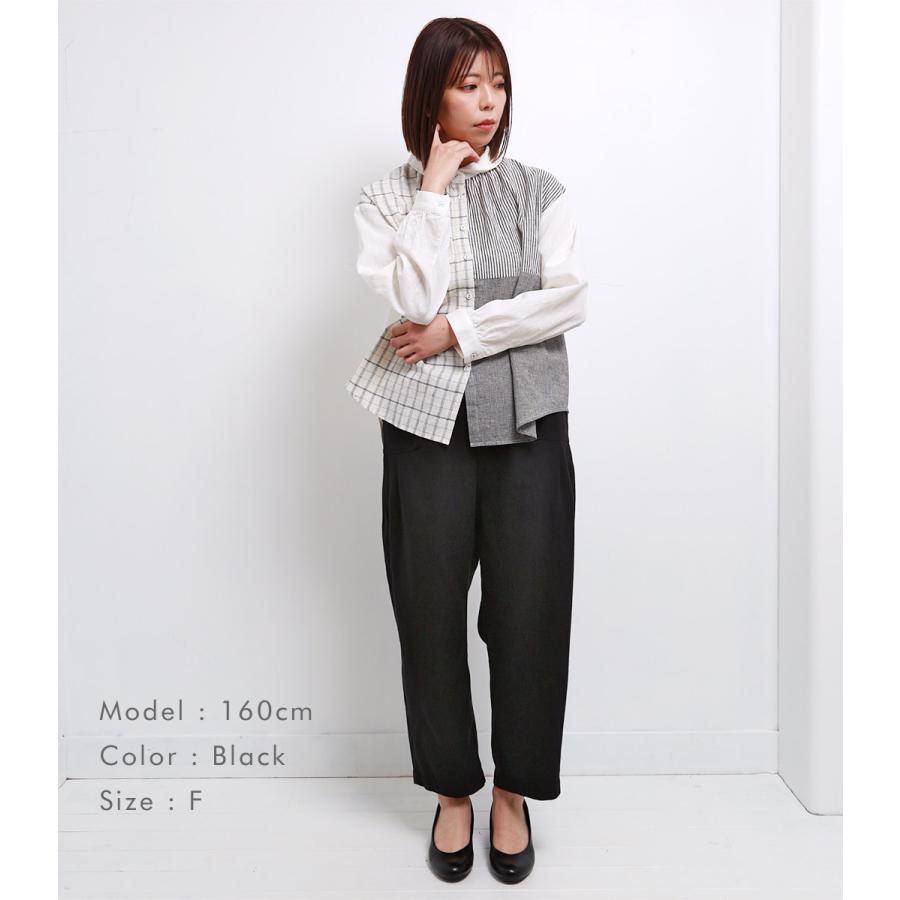 blue willow コットンリネンヘリンボンコクーンパンツ レディース