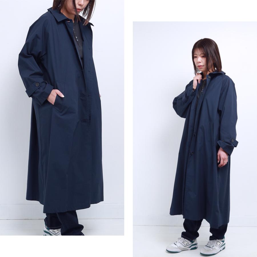blue willow コットンタイプライタートレンチコート レディース ブルー