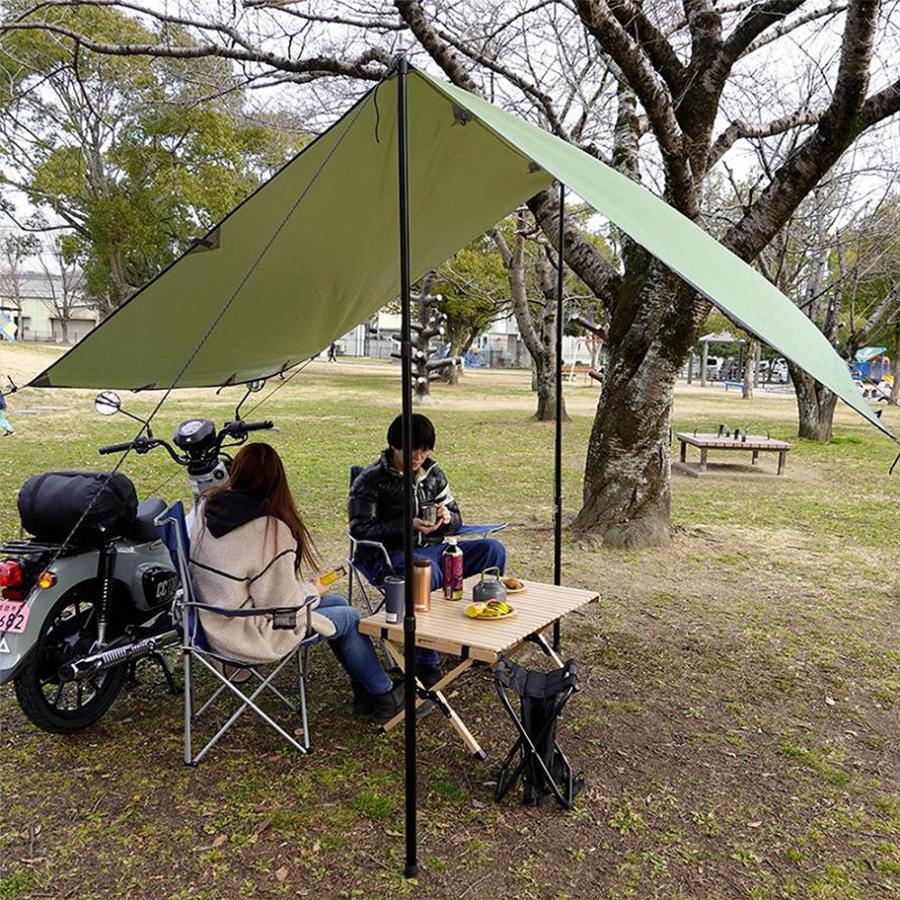 タープ タープテント 3m 300 防水 おしゃれ キャンプ 丈夫 黒 カーキ 超軽量 3~5人用 3×3 雨除け リップストップ生地 収納袋 UV｜isdinf｜23