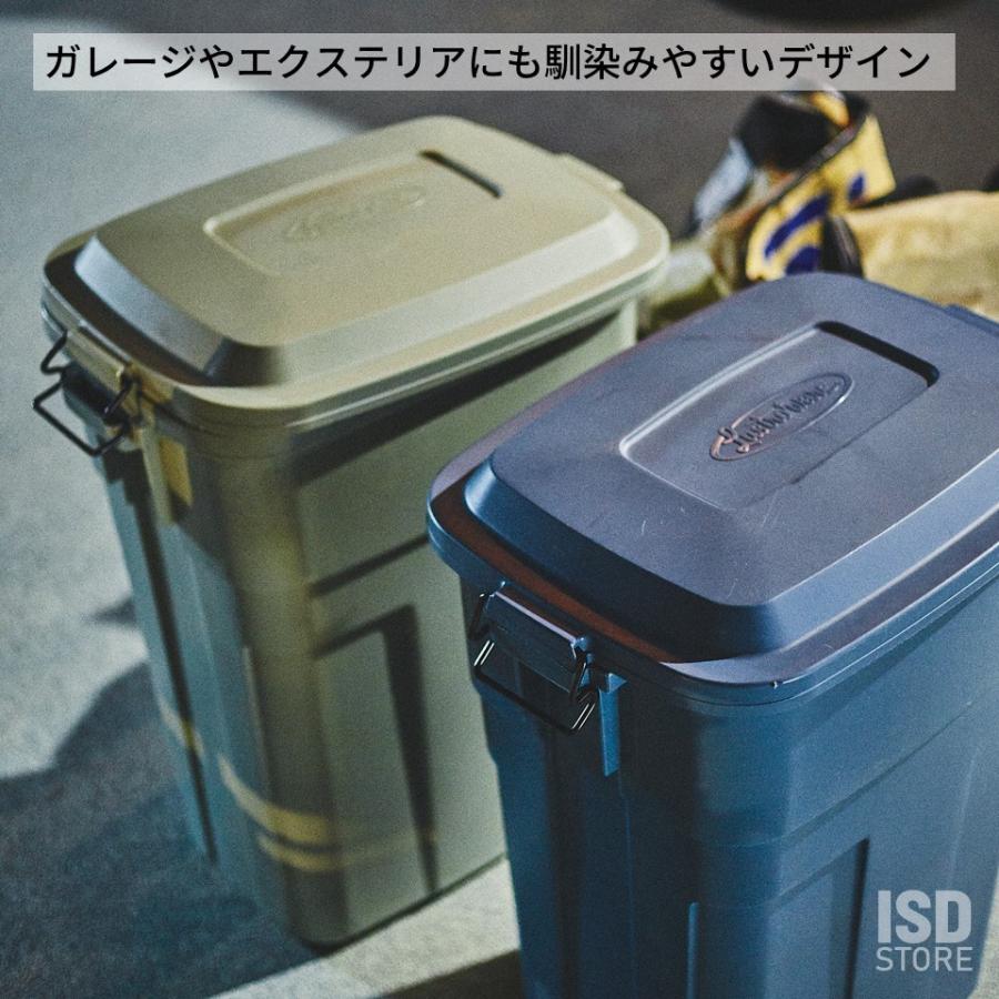 東谷 トラッシュカン 50L おしゃれ シンプル フタ付 ゴミ箱 キッチン ガレージ アウトドア ダストボックス 日本製 LFS-936 WH ...