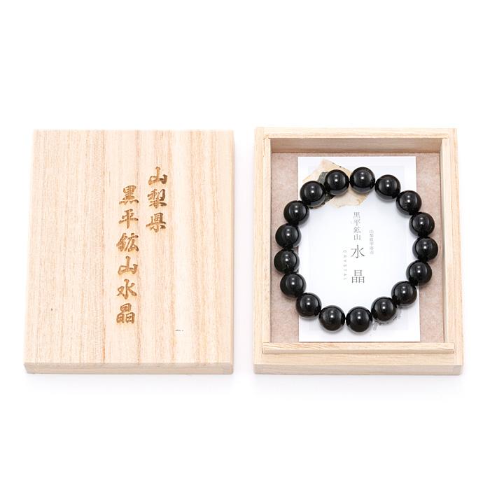 水晶 ブレスレット 黒水晶 4A 12mm 17玉 （黒平鉱山産） （純国産