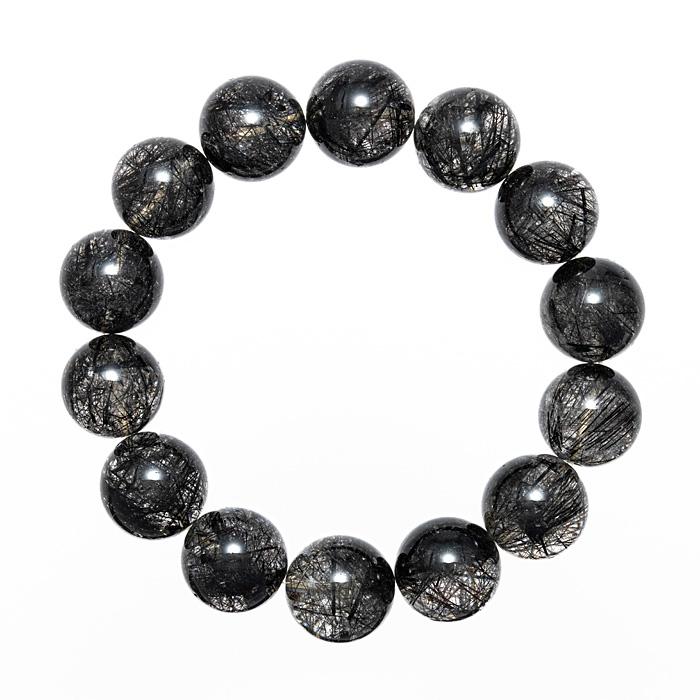 ルチルクォーツ ブレスレット ブラックルチルクォーツ 16.5mm 14玉 No