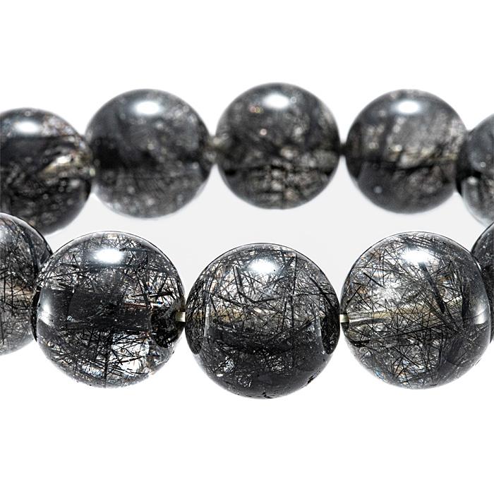 ルチルクォーツ ブレスレット ブラックルチルクォーツ 16.5mm 14玉 No 