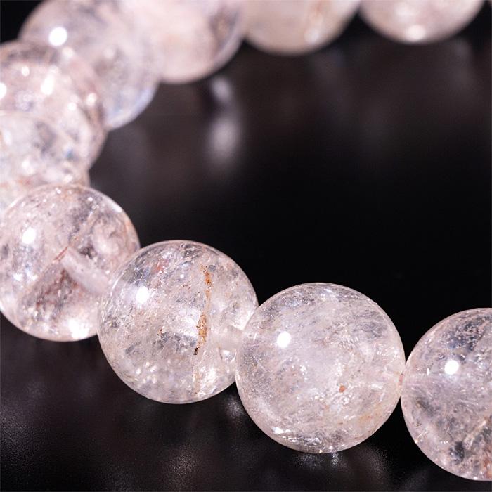 水晶 ブレスレット ヒマラヤ水晶 ピンクアイリスクォーツ 10.5mm 20玉