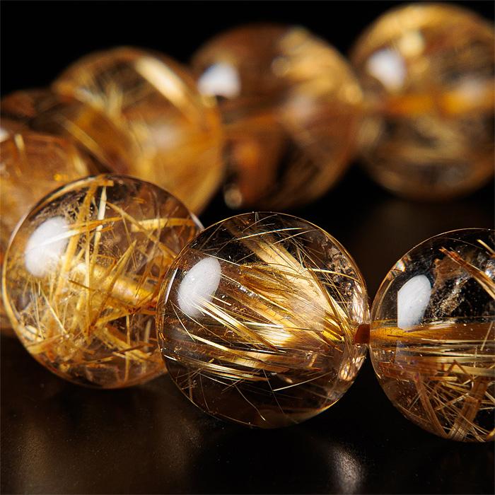 ルチルクォーツ ブレスレット SA （ブラジル産） 13mm 16玉 No.130