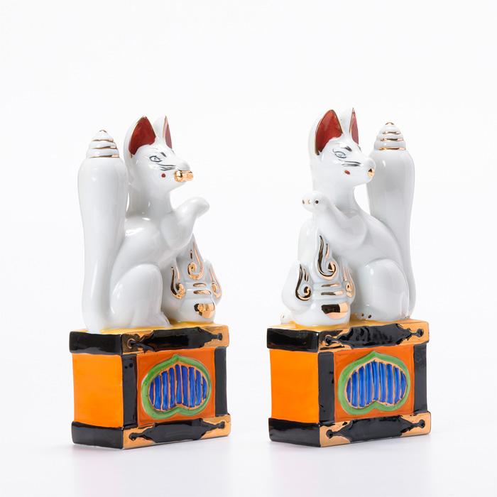 狐 8寸 神具 置物 キツネ 稲荷 (10.5cm 6cm 24cm） : 宮忠