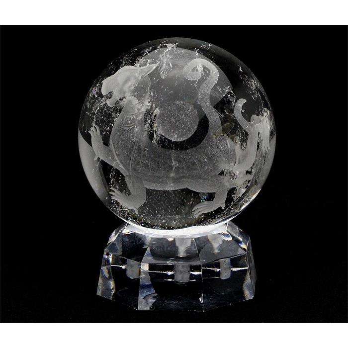 究極グレード　極美品　色彩濃厚　龍神龍宮水晶　約15ミリ 120mm 龍神・鳳凰・四神獣を刻んだクリスタル宝玉が運気を高める