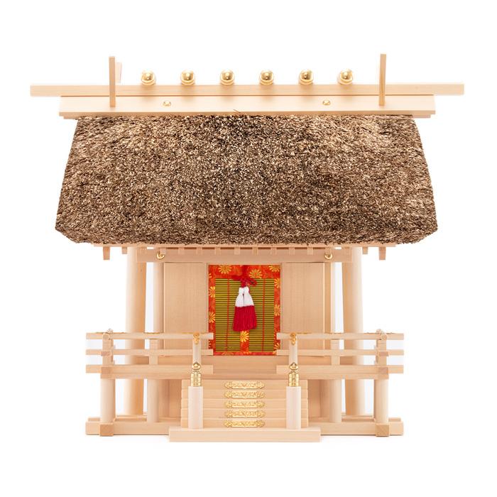 茅葺神棚 伊勢神宮 茅葺一社宮 国民神殿 伊勢 宮忠 】【 神棚 茅葺一社宮 国民神殿型 小 低 〈K-3