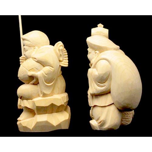 木彫 えびす様・大黒様 二福神 No.2 : 宮忠 - 通販 - Yahoo!ショッピング