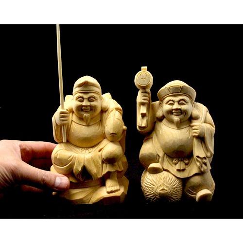 木彫 えびす様・大黒様 二福神 No.2 : 宮忠 - 通販 - Yahoo!ショッピング