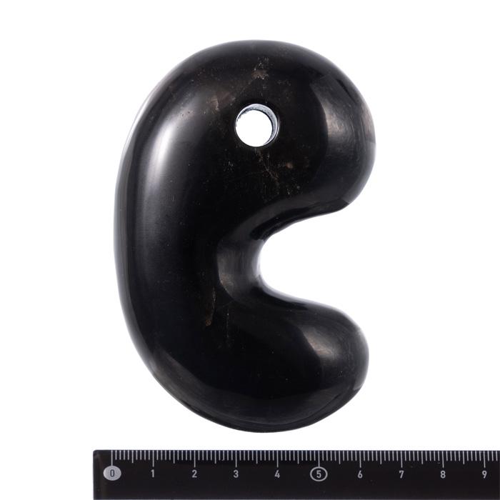 モリオン 勾玉 （黒水晶） 大型 （製作に使用されたポイントの先端付） No.7_1
