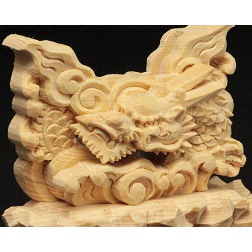 龍 上彫 神鏡 台 （木曽桧製） 神具 神棚 サイズ 1寸5分用_2