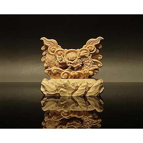 龍 上彫 神鏡 台 （木曽桧製） 神具 神棚 サイズ 2寸用