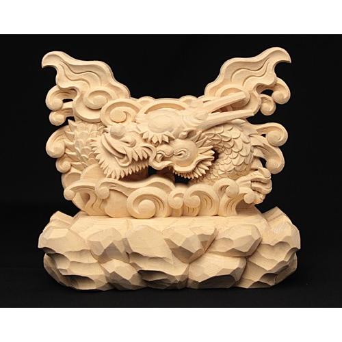 龍 上彫 神鏡 台 （木曽桧製） 神具 神棚 サイズ 4寸用