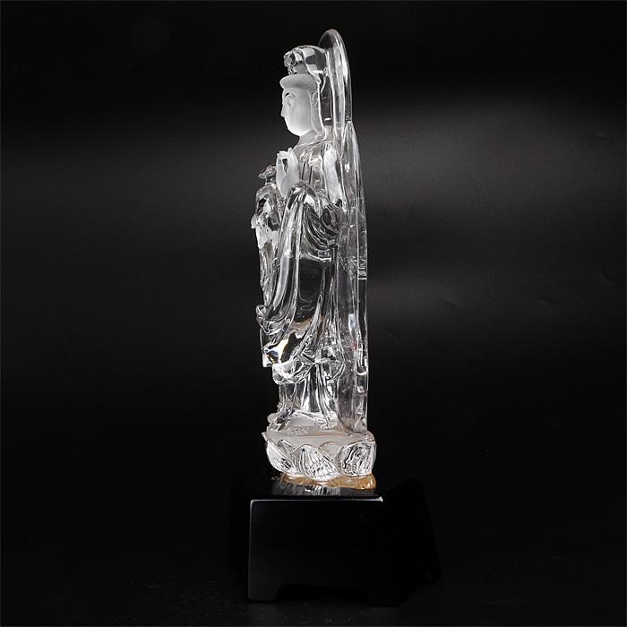 水晶 彫刻 置物 観音様 木製台付 No.28 : 宮忠 - 通販 - Yahoo