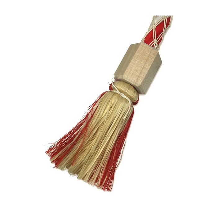 伊勢 宮忠 】【 小型 鈴緒 中 藁芯 紅白布巻 全長45cm 縄径2.6cm 伊勢 宮忠 】【 小型 鈴緒 中 藁芯 紅白布巻 全長45cm 縄径2.6cm