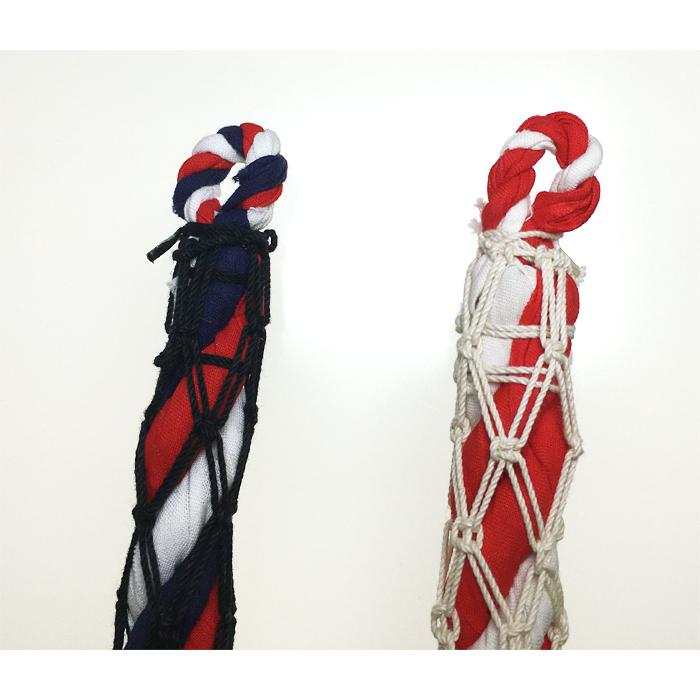 伊勢 宮忠 】【 小型 鈴緒 中 藁芯 紅白布巻 全長45cm 縄径2.6cm 伊勢 宮忠 】【 小型 鈴緒 中 藁芯 紅白布巻 全長45cm 縄径2.6cm