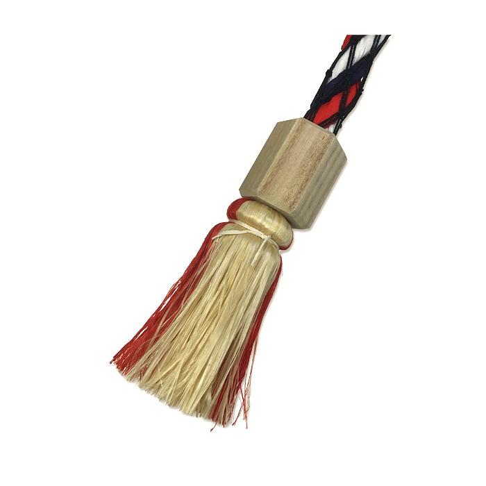 小型 鈴緒 豆 藁芯 3色布巻 全長36cm 縄径2cm 【 神具 神棚 お宮 小型 鈴緒 豆 藁芯 3色布巻 全長36cm 縄径2cm 【 神具 神棚 お宮