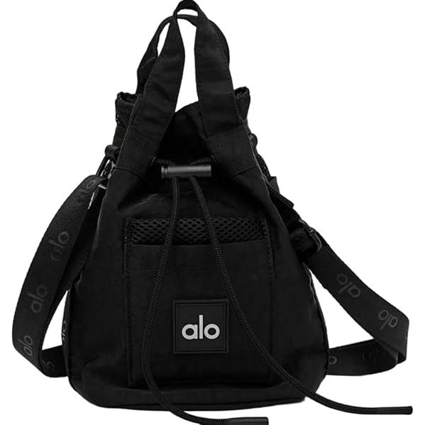 アローヨガ　バックパック　ブラック　大人気♡ Alo Yoga アローヨガショルダーバッグ ポーチ ナイロン BK/BR[並行輸入