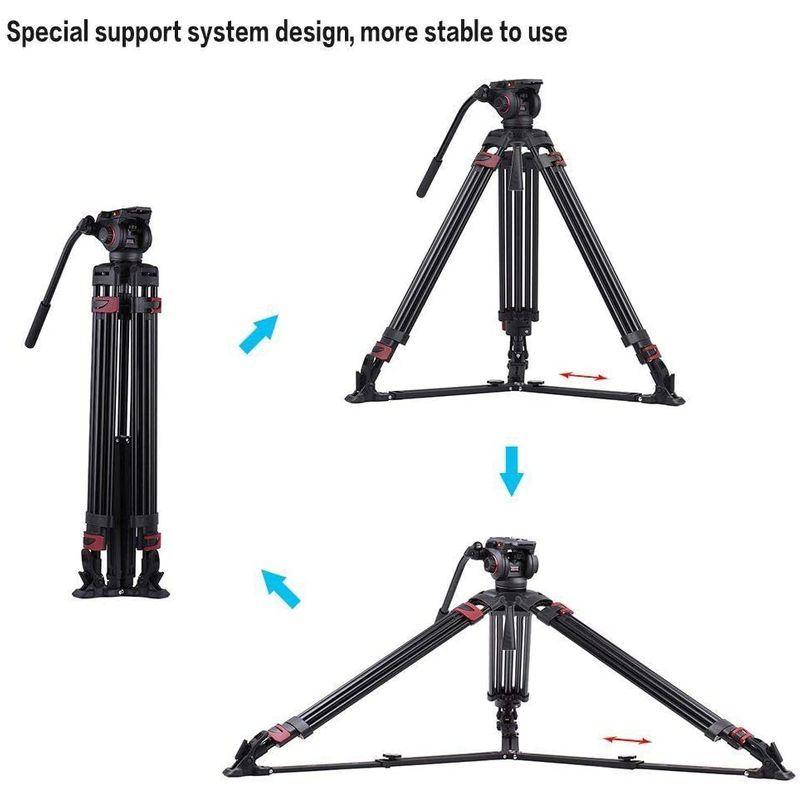 miliboo プロ三脚 レバー式 3段階伸縮可能 角度調節 耐荷重10Kg アルミ製 油圧ダンピング MTT609A MTT609A プロ三脚 レバー式 3段階伸縮可能 角度調節 耐荷重10Kg アルミ製 油圧ダンピング