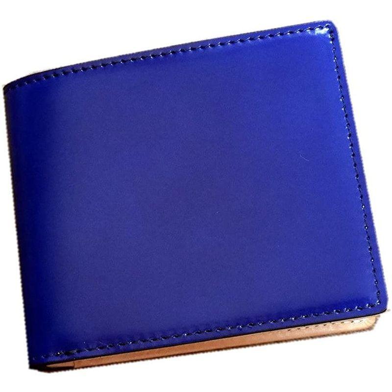 Saint Mode（セイントモード）国産コードバン(馬尻革)×本ヌメ革財布(BOX型小銭入付二つ折財布） (ブルー) 馬尻革 Mode セイントモード 国産コードバン ×本ヌメ革財布 BOX型小銭入付二つ折財布 ブルー