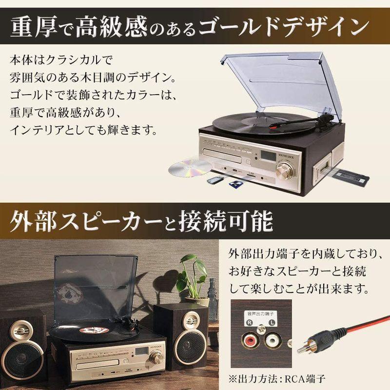 ベルソス マルチレコードプレーヤー レコード カセット CD ラジオ USB SD 外部音源 再生/録音可能 ステレオ ブラウンウッド調 M マルチレコードプレーヤー レコード カセット CD ラジオ USB SD 外部音源 再生/録音可能 ステレオ ブラウンウッド調