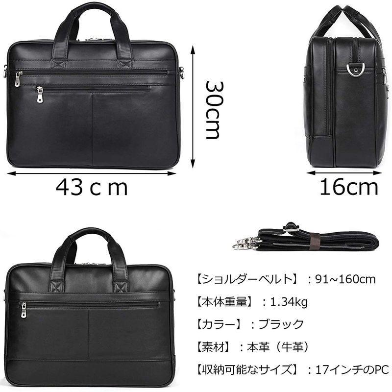 ⭐公式品⭐ Ariga ビジネスバッグ メンズ 本革 牛革 2way A4対応 自立 大容量 ブリーフケース レザー 通勤 出張 就活 ブラック 【2423681211】(12459円)