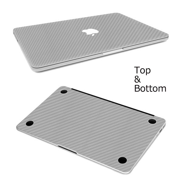 MacBook  12インチ カーボン調プレミアムスキンシール【トップ＆ボトム】【カーボンシルバー】 | MacBook