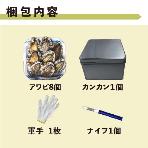 豪華なあわびでカンカン焼き 8個 軍手、ナイフ付き [あわび