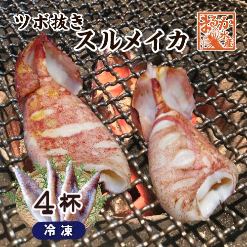 冷凍 スルメイカ（ツボ抜き）[冷凍イカ]（入数:4杯） : まるか水産